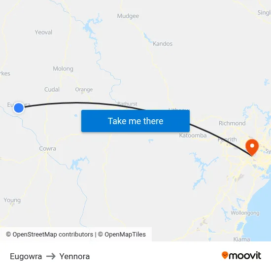 Eugowra to Yennora map