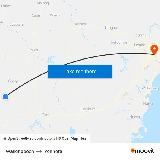 Wallendbeen to Yennora map