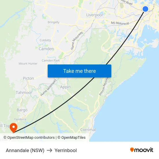 Annandale (NSW) to Yerrinbool map