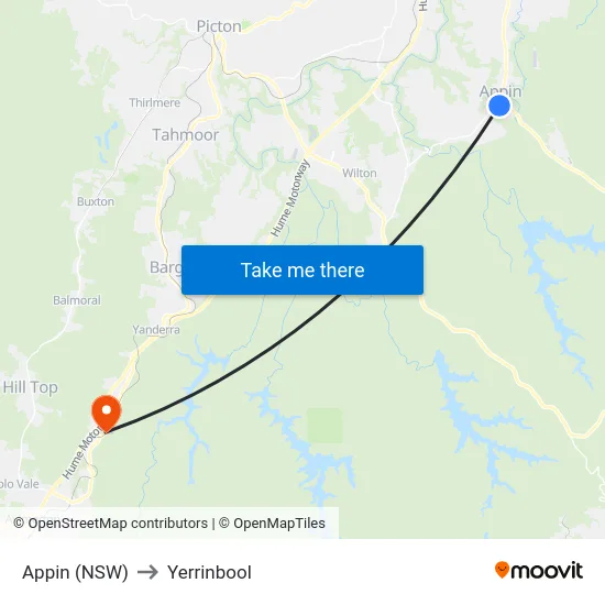 Appin (NSW) to Yerrinbool map