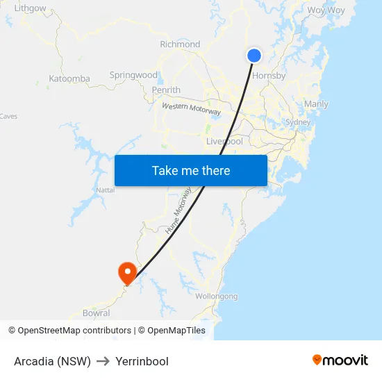 Arcadia (NSW) to Yerrinbool map