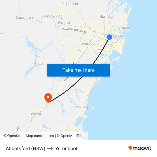 Abbotsford (NSW) to Yerrinbool map