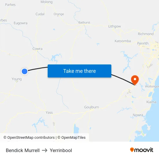 Bendick Murrell to Yerrinbool map