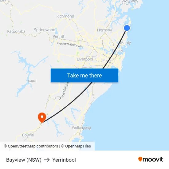 Bayview (NSW) to Yerrinbool map