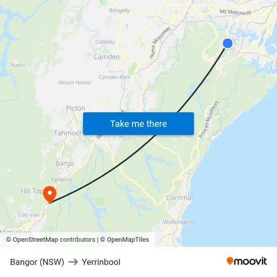 Bangor (NSW) to Yerrinbool map