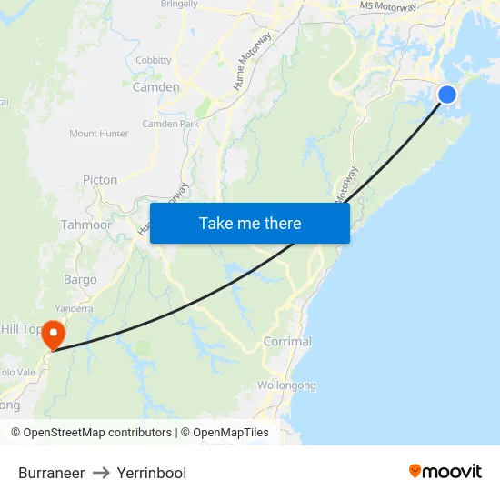 Burraneer to Yerrinbool map