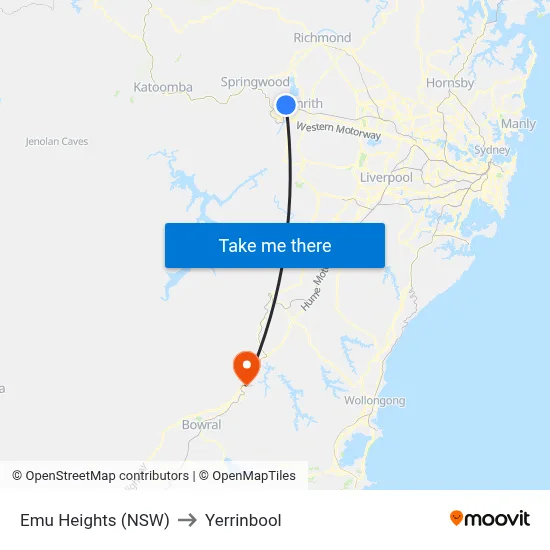 Emu Heights (NSW) to Yerrinbool map