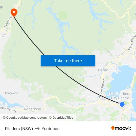 Flinders (NSW) to Yerrinbool map