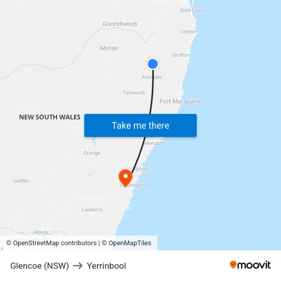 Glencoe (NSW) to Yerrinbool map