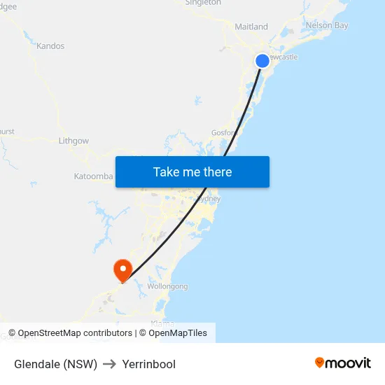 Glendale (NSW) to Yerrinbool map