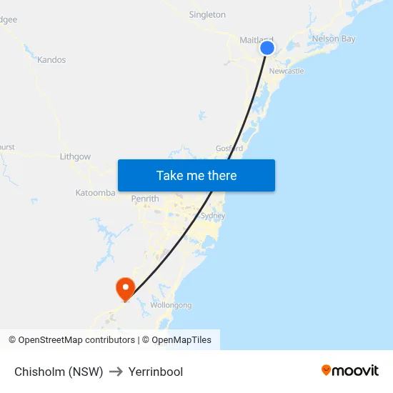 Chisholm (NSW) to Yerrinbool map