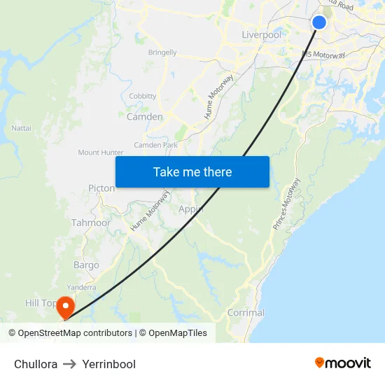 Chullora to Yerrinbool map