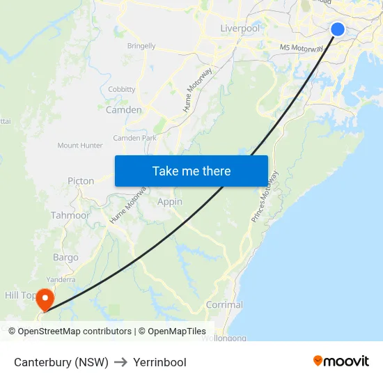 Canterbury (NSW) to Yerrinbool map