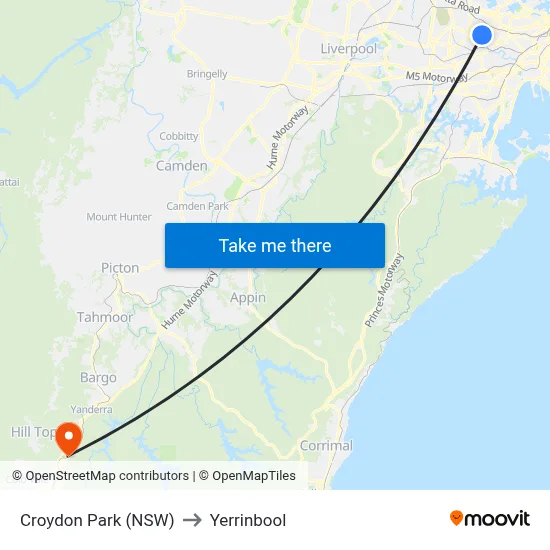 Croydon Park (NSW) to Yerrinbool map