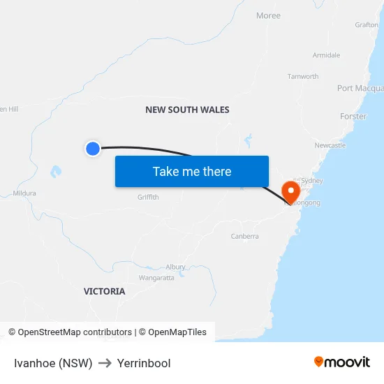 Ivanhoe (NSW) to Yerrinbool map