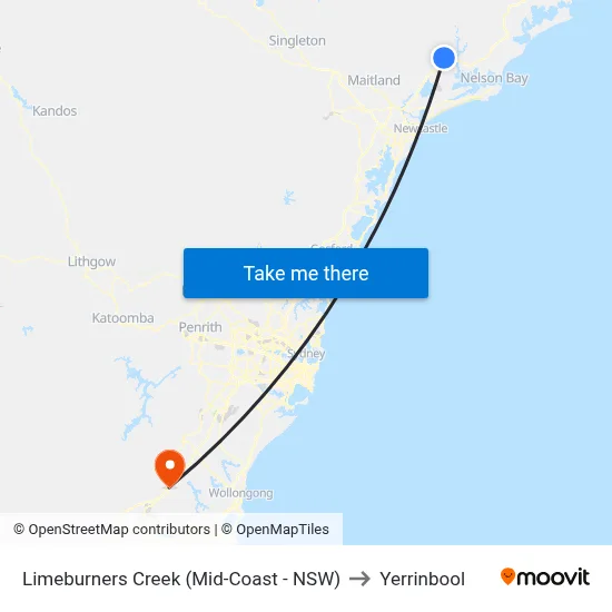Limeburners Creek (Mid-Coast - NSW) to Yerrinbool map