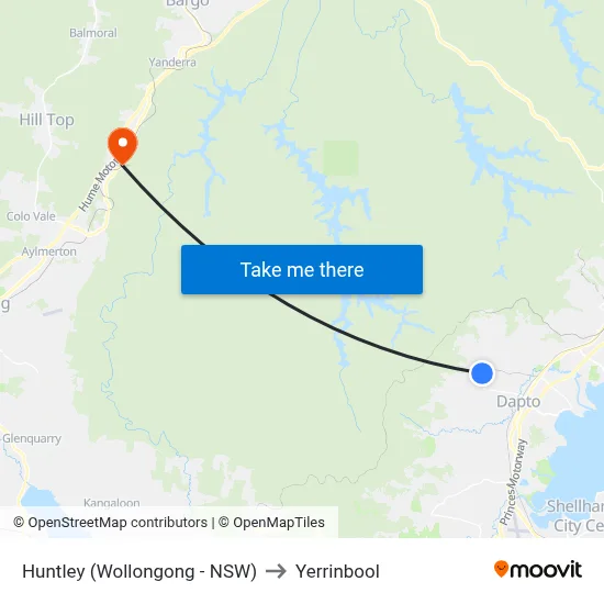 Huntley (Wollongong - NSW) to Yerrinbool map