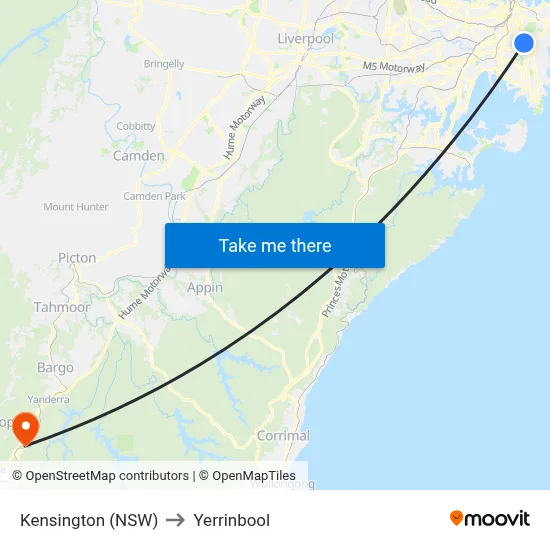 Kensington (NSW) to Yerrinbool map