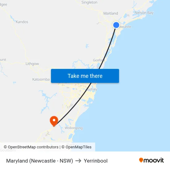 Maryland (Newcastle - NSW) to Yerrinbool map
