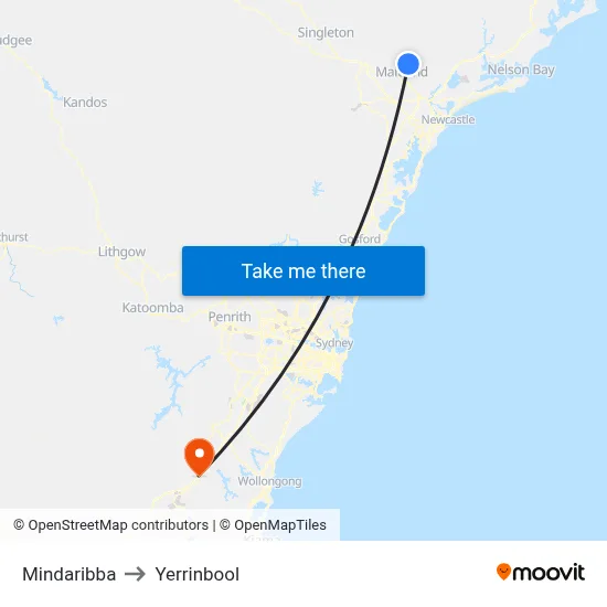 Mindaribba to Yerrinbool map