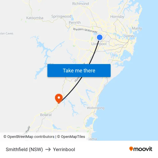 Smithfield (NSW) to Yerrinbool map