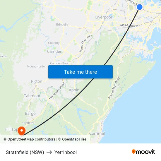 Strathfield (NSW) to Yerrinbool map