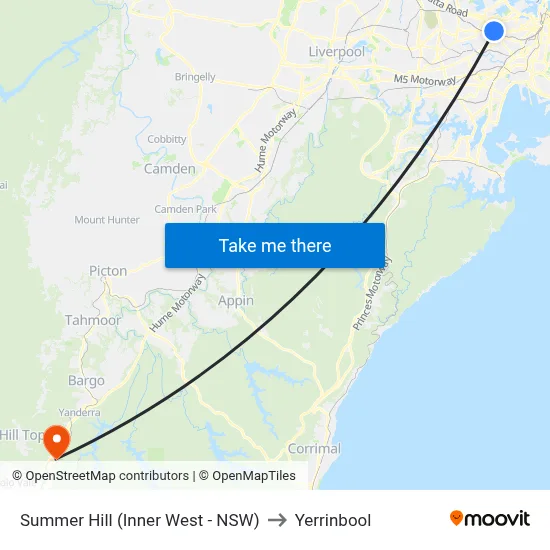 Summer Hill (Inner West - NSW) to Yerrinbool map
