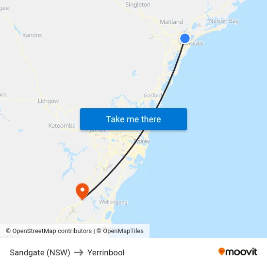 Sandgate (NSW) to Yerrinbool map