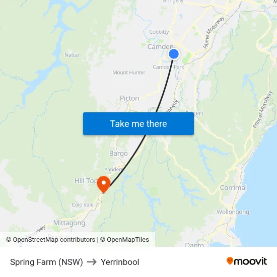 Spring Farm (NSW) to Yerrinbool map