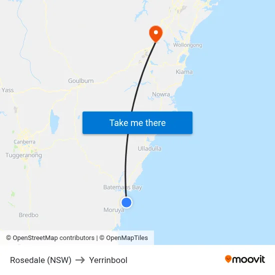 Rosedale (NSW) to Yerrinbool map