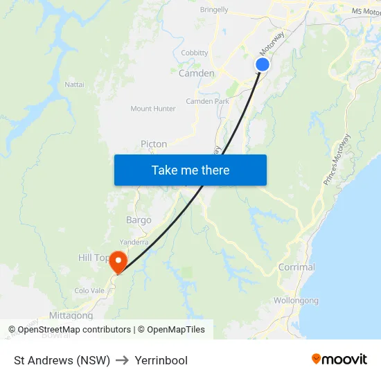 St Andrews (NSW) to Yerrinbool map