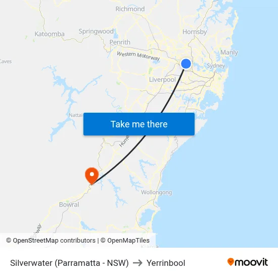 Silverwater (Parramatta - NSW) to Yerrinbool map