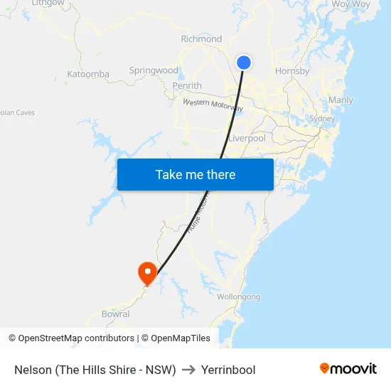Nelson (The Hills Shire - NSW) to Yerrinbool map