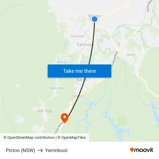 Picton (NSW) to Yerrinbool map