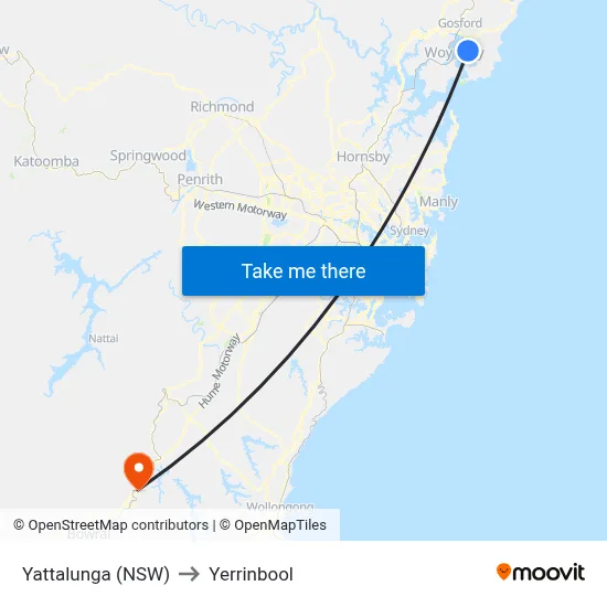 Yattalunga (NSW) to Yerrinbool map