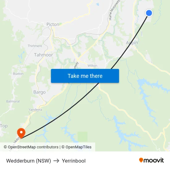 Wedderburn (NSW) to Yerrinbool map