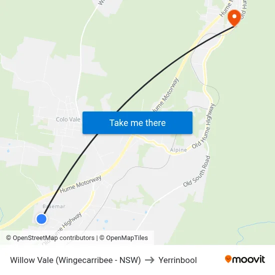 Willow Vale (Wingecarribee - NSW) to Yerrinbool map