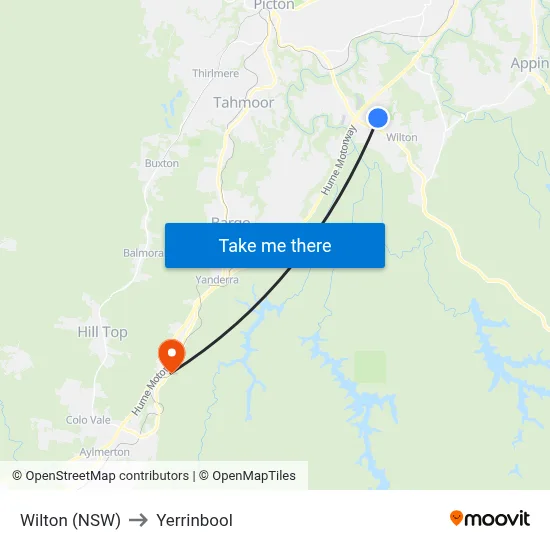 Wilton (NSW) to Yerrinbool map