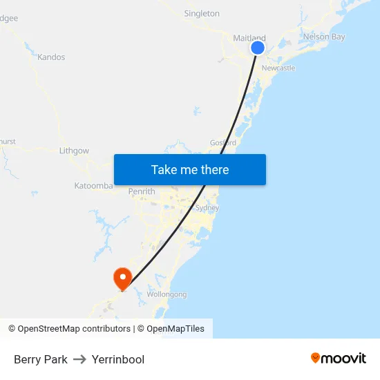 Berry Park to Yerrinbool map