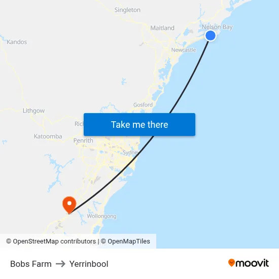 Bobs Farm to Yerrinbool map