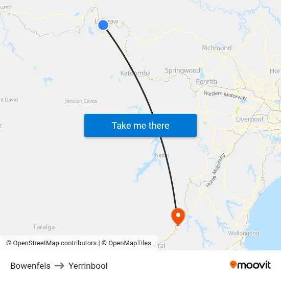 Bowenfels to Yerrinbool map