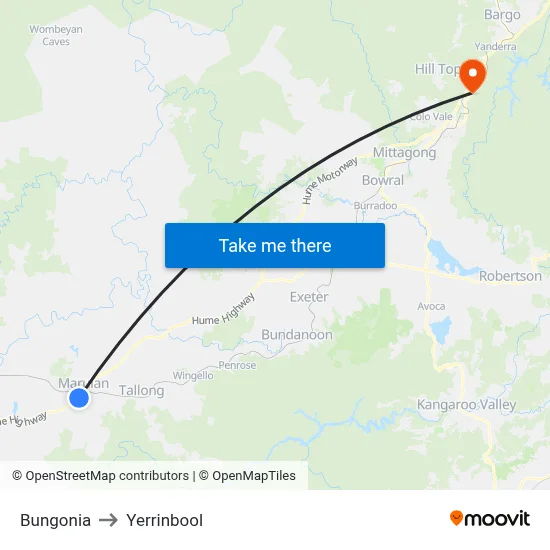 Bungonia to Yerrinbool map