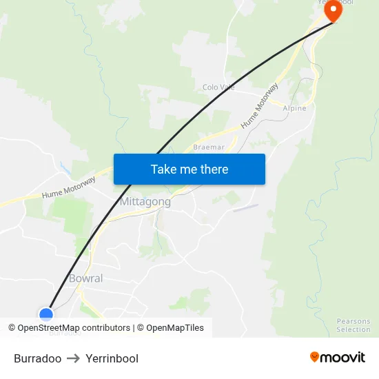 Burradoo to Yerrinbool map