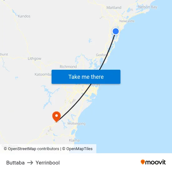 Buttaba to Yerrinbool map