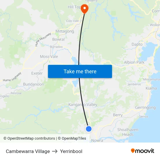 Cambewarra Village to Yerrinbool map