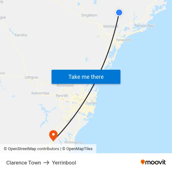 Clarence Town to Yerrinbool map