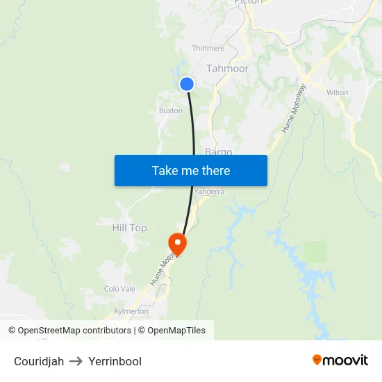 Couridjah to Yerrinbool map
