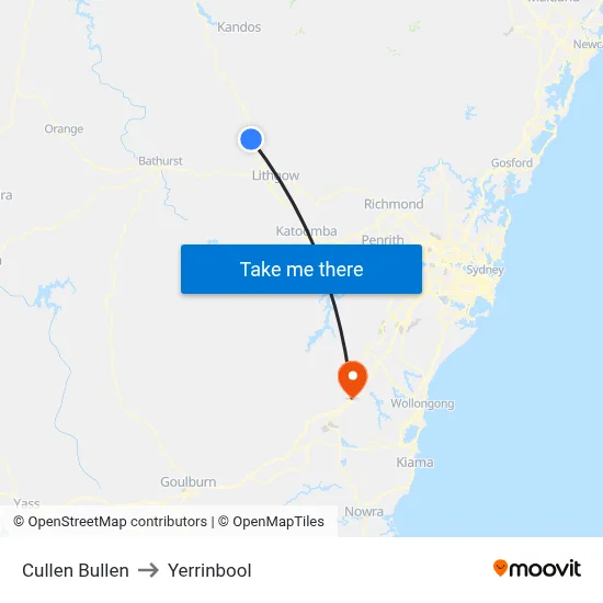 Cullen Bullen to Yerrinbool map