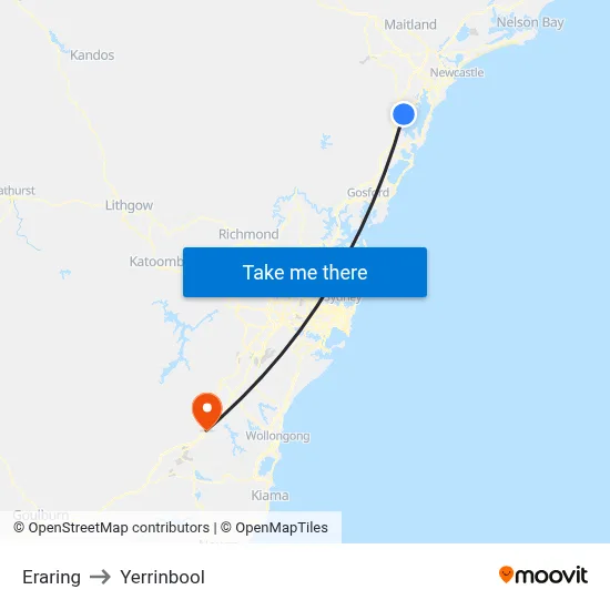 Eraring to Yerrinbool map