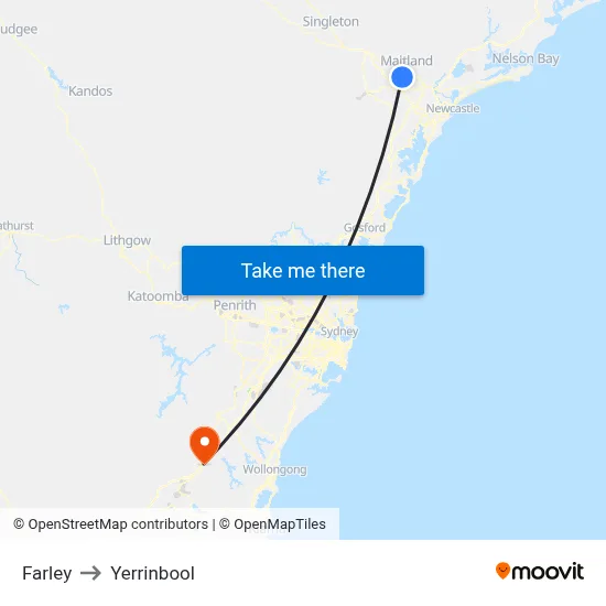 Farley to Yerrinbool map